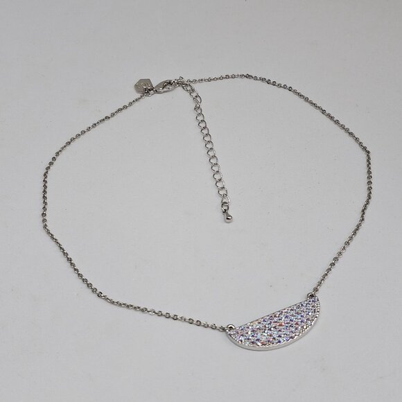 Touchstone Crystal Swarovski Shine Everyday Necklace AB Aurora Borealis Pendant - Picture 12 of 12